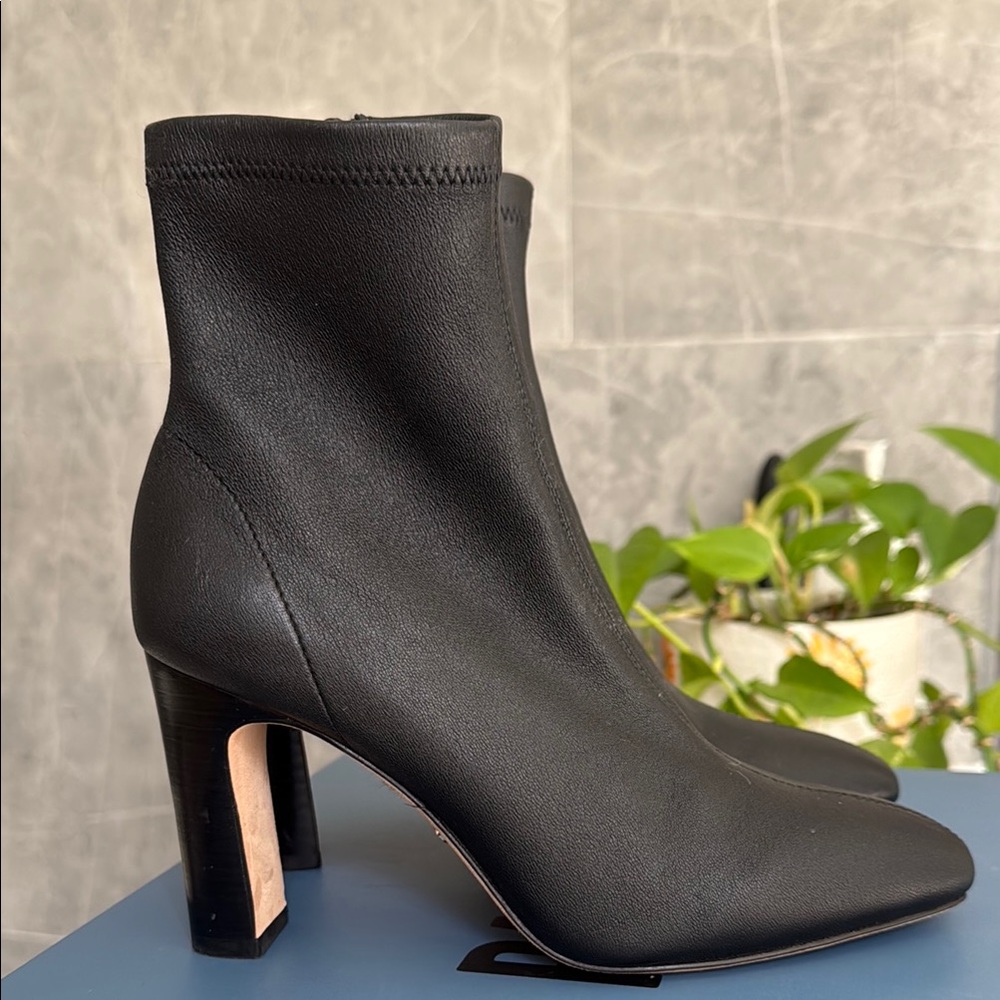 Sleek Black Stretch Ankle Booties with Block Heel